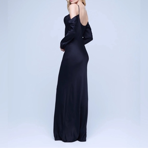 L’agence Black Long Sleeve Silk Off-The-Shoulder Juniper Dress/Size 2 - Picture 2 of 10